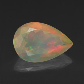 Opale naturale multicolore da 1,84 ct, taglio a pera, trasparente