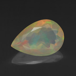 Opale naturale multicolore da 1,84 ct, taglio a pera, trasparente