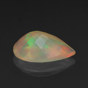 Opale naturale multicolore da 1,84 ct, taglio a pera, trasparente