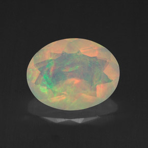 Opale naturale multicolore da 1,71 ct, taglio ovale, trasparente