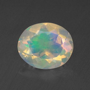 Opale naturale multicolore da 1,28 ct, taglio ovale, trasparente