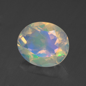 Opale naturale multicolore da 1,28 ct, taglio ovale, trasparente