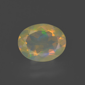Opale naturale multicolore da 1,47 ct, taglio ovale, trasparente