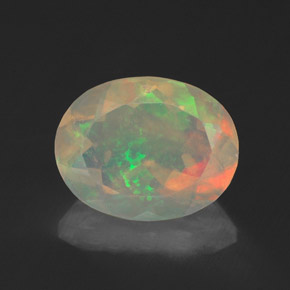 Opale naturale multicolore da 1,34 ct, taglio ovale, trasparente