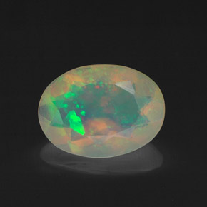 Opale naturale multicolore da 1,25 ct, taglio ovale, trasparente