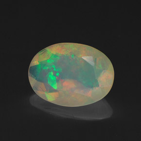 Opale naturale multicolore da 1,25 ct, taglio ovale, trasparente