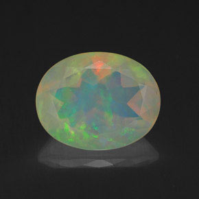 Opale naturale multicolore da 1,58 ct, taglio ovale, trasparente