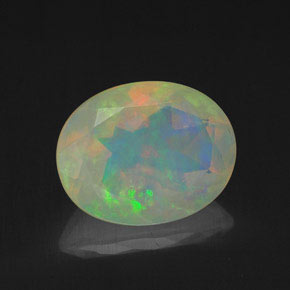 Opale naturale multicolore da 1,58 ct, taglio ovale, trasparente