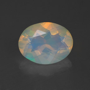 Opale naturale multicolore da 1,07 ct, taglio ovale, trasparente