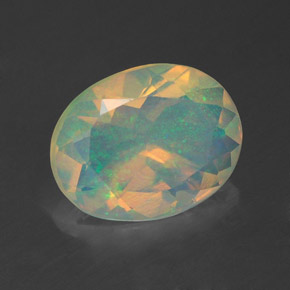 Opale naturale multicolore da 1,38 ct, taglio ovale, trasparente