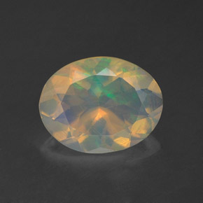 Opale naturale multicolore da 1,24 ct, taglio ovale, trasparente