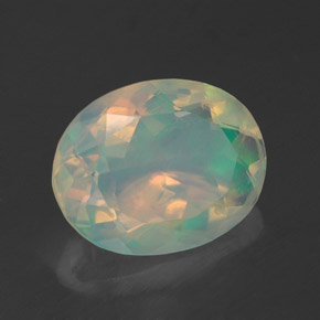 Opale naturale multicolore da 1,60 ct, taglio ovale, trasparente