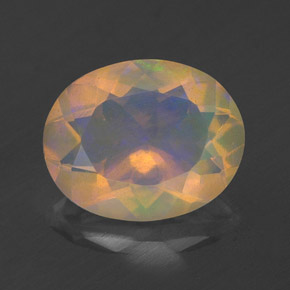 Opale naturale multicolore da 1,76 ct, taglio ovale, trasparente