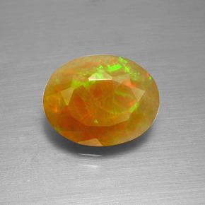 Opale naturale multicolore da 1,51 ct, taglio ovale, traslucido