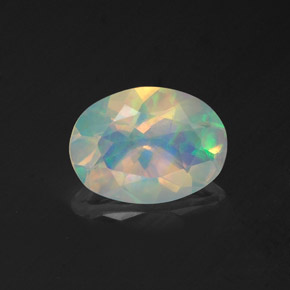 Opale naturale multicolore da 0,96 ct, taglio ovale, trasparente
