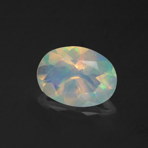Opale naturale multicolore da 0,96 ct, taglio ovale, trasparente