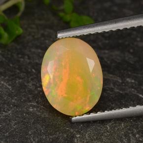 Opale naturale multicolore da 1,46 ct, taglio ovale, traslucido
