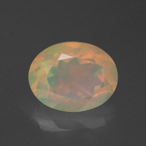 Opale naturale multicolore da 1,25 ct, taglio ovale, trasparente