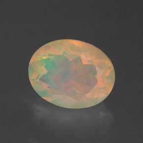 Opale naturale multicolore da 1,25 ct, taglio ovale, trasparente