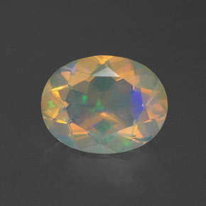 Opale naturale multicolore da 1,23 ct, taglio ovale, trasparente