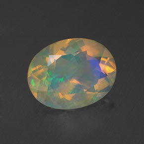 Opale naturale multicolore da 1,23 ct, taglio ovale, trasparente