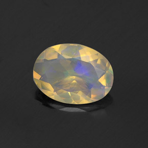 Opale naturale multicolore da 0,74 ct, taglio ovale, trasparente