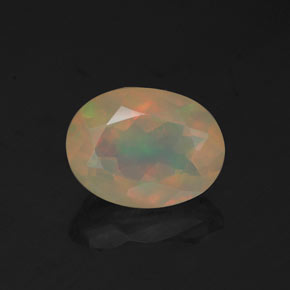 Opale naturale multicolore da 0,97 ct, taglio ovale, trasparente