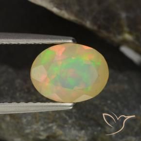 Opale naturale multicolore da 0,94 ct, taglio ovale, trasparente