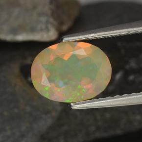 Opale naturale multicolore da 0,92 ct, taglio ovale, trasparente
