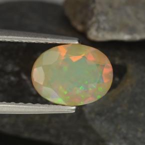 Opale naturale multicolore da 0,92 ct, taglio ovale, trasparente