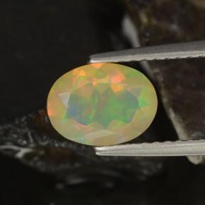 Opale naturale multicolore da 0,88 ct, taglio ovale, trasparente