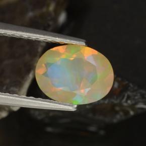 Opale naturale multicolore da 0,88 ct, taglio ovale, trasparente