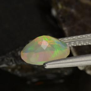 Opale naturale multicolore da 0,88 ct, taglio ovale, trasparente