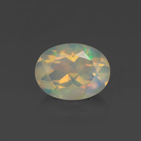Opale naturale multicolore da 0,98 ct, taglio ovale, trasparente