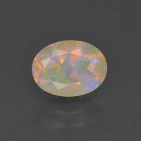 Opale naturale multicolore da 1,06 ct, taglio ovale, trasparente