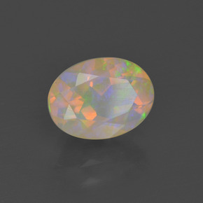 Opale naturale multicolore da 1,06 ct, taglio ovale, trasparente