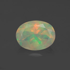 Opale naturale multicolore da 0,92 ct, taglio ovale, trasparente