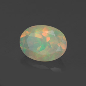 Opale naturale multicolore da 0,92 ct, taglio ovale, trasparente