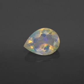 Opale naturale multicolore da 0,74 ct, taglio a pera, trasparente