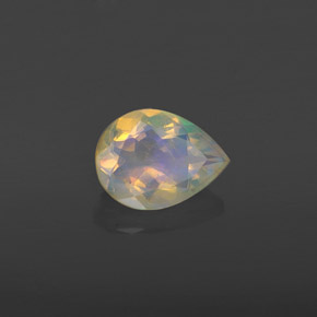 Opale naturale multicolore da 0,74 ct, taglio a pera, trasparente