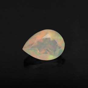 Opale naturale multicolore da 0,51 ct, taglio a pera, trasparente