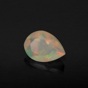 Opale naturale multicolore da 0,51 ct, taglio a pera, trasparente