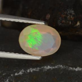 Opale naturale multicolore da 0,78 ct, taglio ovale, trasparente