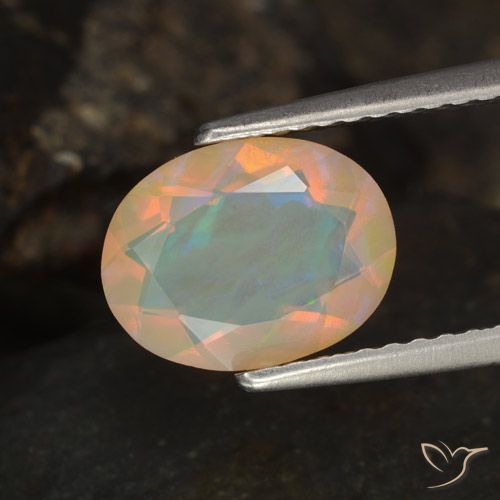 1.09ct Naturale Multicolore Opale, Ovale, Trasparente