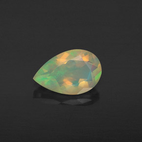 Opale naturale multicolore da 0,58 ct, taglio a pera, trasparente