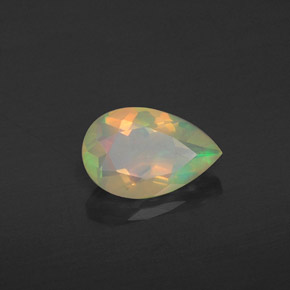 Opale naturale multicolore da 0,58 ct, taglio a pera, trasparente