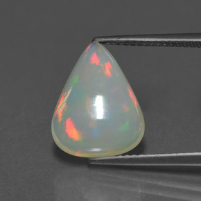 Opale naturale bianco da 3,53 ct, taglio a pera, trasparente