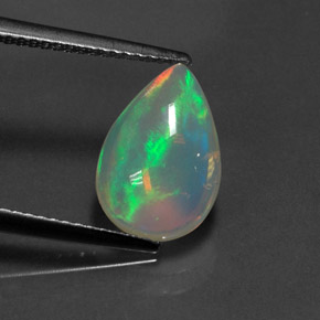 Opale naturale multicolore da 2,08 ct, taglio a pera, trasparente