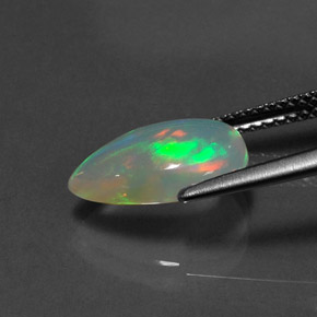 Opale naturale multicolore da 2,08 ct, taglio a pera, trasparente