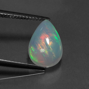 Opale naturale multicolore da 1,92 ct, taglio a pera, trasparente
